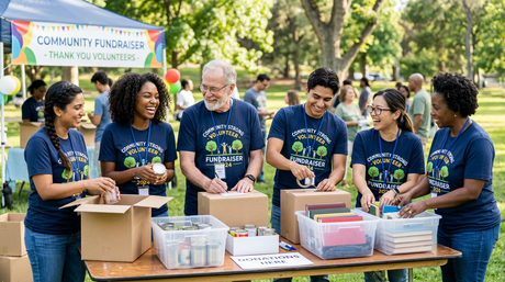 Custom T-shirts for a nonprofit fundraiser event, volunteers in branded apparel